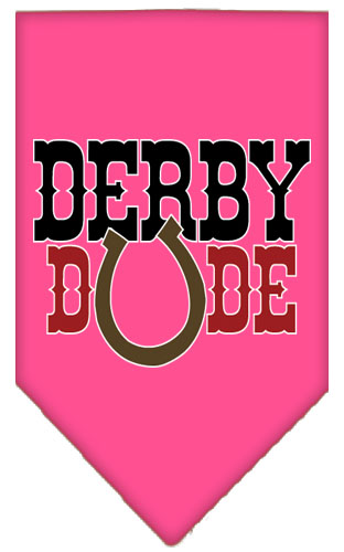 Derby Dude Screen Print Bandana Bright Pink Small